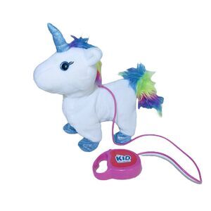 Kid Connection 10” White Rainbow Plush Walking Unicorn Stuffed Animal Toy Remote